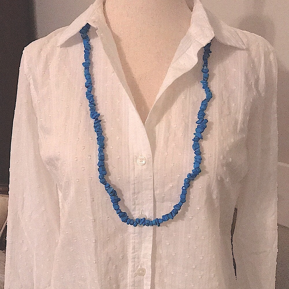 Turquoise Howlite Chip Single Strand Necklace